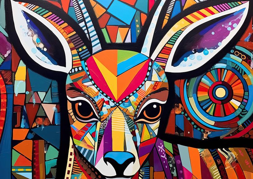 Malerei Bunte Hirsche | Natur Kunst von ARTEO Gemälde