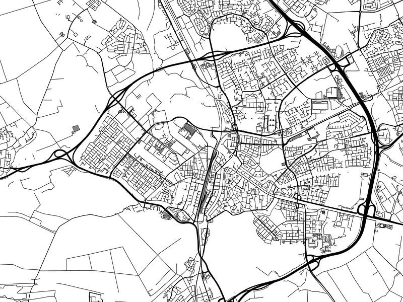 Map of Den Bosch in Black and Wite by De Kaartenwinkel