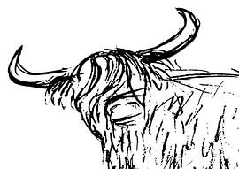 Ink pen drawing highlander by Emiel de Lange