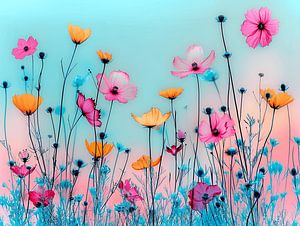 Helle pastellfarbene Blumen
