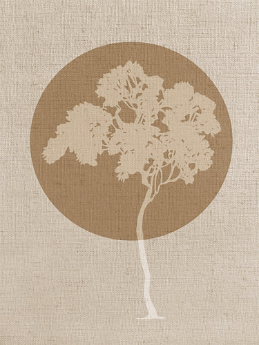 Nordic Art: Minimalist tree in earthy tones on linen