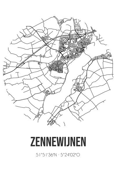 Zennewijnen (Gelderland) | Map | Black and White by Prints of Place