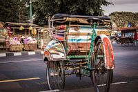 Traditional becak (bicycle taxi) in Jogjakarta, Java, Indonesia.