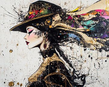 Splattered Graceful Lines van Blikvanger Schilderijen