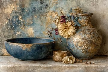 Blau und Gold klassisches Stillleben von Joriali Fine Art