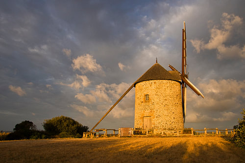 An authentic windmill at sunrise