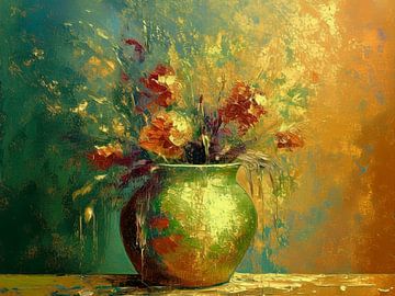 Abstract Impressionist Golden Still Life