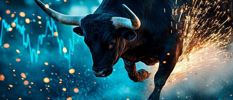 Bull in motion with sparks - Dynamic by Poster Art Shop
