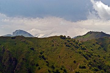 View from the mountain village of Forza d'Agrò towards Mount Etna