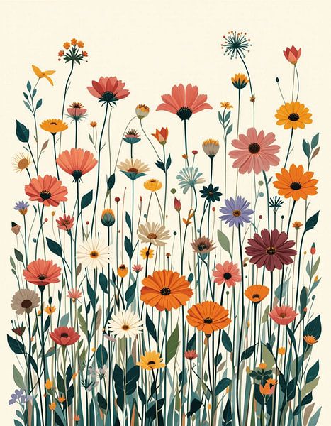 Mélange vibrant de fleurs sauvages par Artistic