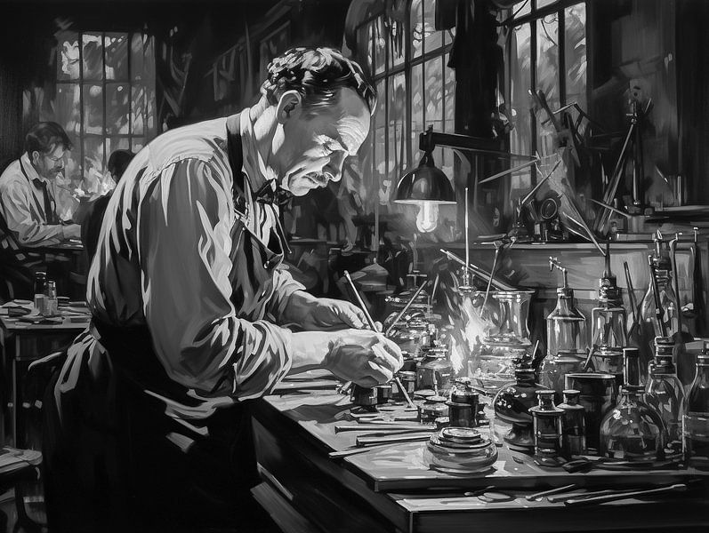 Person in einer Uhrmacherfabrik der 1920er Jahre von Animaflora PicsStock