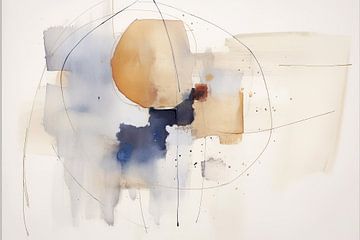Modern abstract in blauw en bruin van Studio Allee