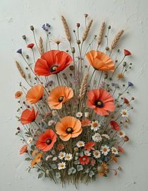Summer Meadow's Embrace: Eine lebendige botanische Collage von Artistic