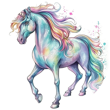 Regenboog Eenhoorn | Rainbow Unicorn van Blikvanger Schilderijen