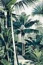 Vintage jungle with palms, path and stairs in greenery by Anna Marie de Klerk thumbnail