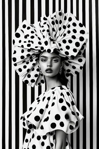 Minimalist fashion portrait in black and white by Poster Art Shop