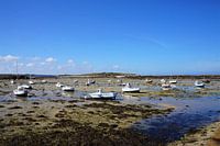 Stranded boats at low tide Brittany