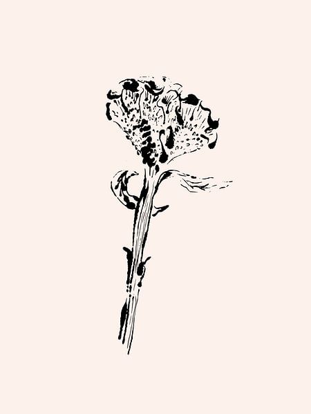 Vintage monoprint bloem van Karin van der Vegt