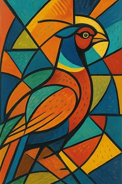 Illustration géométrique d'un faisan. sur Galerie Hoppenbrouwers