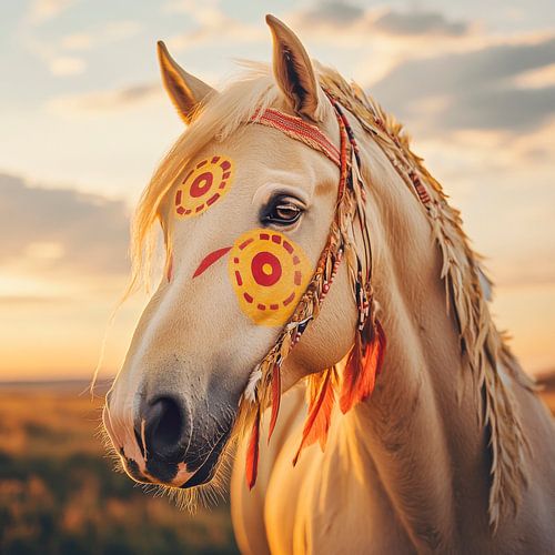 Prachtig paard in het avondlicht