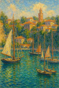 Blick auf den alten Hafen von Antalya Kaleiçi – Türkisfarbene Küste Impressionistische Kunst