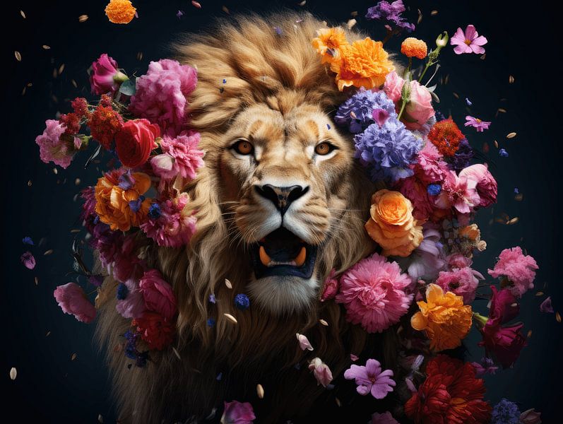Royal Blossom | lion by Eva Lee