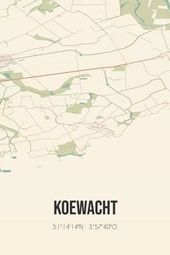 Vintage landkaart van Koewacht (Zeeland) van Rezona