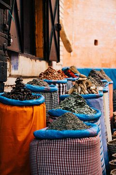 Kleurrijke Specerijenmarkt in Marrakech van Dave Adriaanse