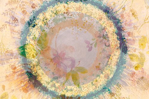 Bont gekleurde cirkel in flower power stijl