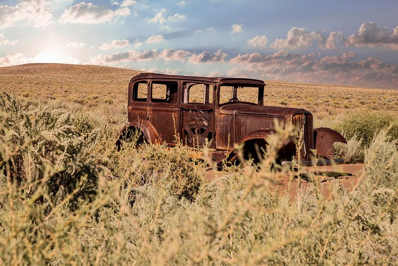 Route 66, Studebaker wreck at Painted Desert, Arizona USA. by Gert Hilbink
