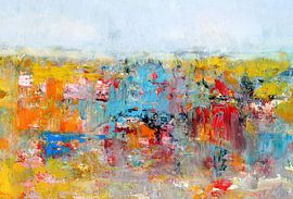 Landschaft mit Blumenfeld von Claudia Gründler