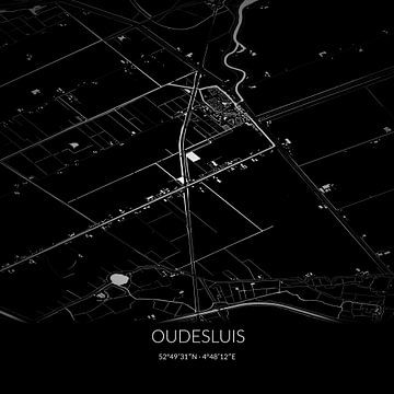 Black-and-white map of Oudesluis, North Holland. by Rezona