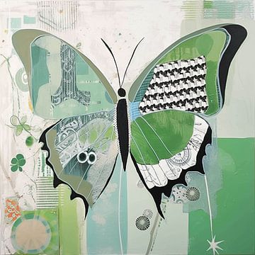 Butterfly Fusion: A Collage of Patterns and Nature by Color Square