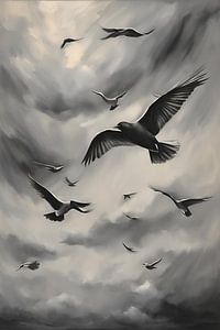 Danse dans le vent peinture d'oiseaux