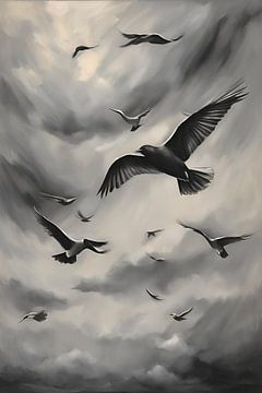 Dans In De Wind Vogels Schilderij van ComfortQ