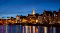 Spaarne met uitzicht op Grote Kerk en Teyler Museum van Arjen Schippers thumbnail