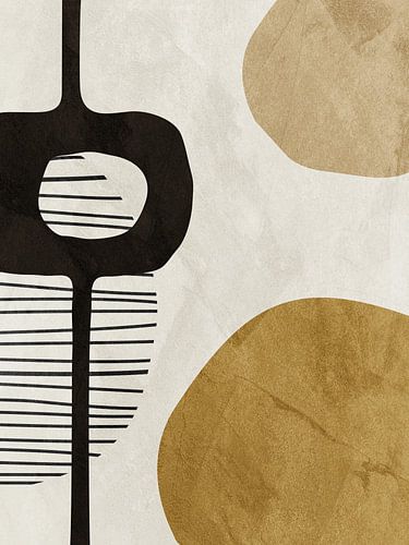 Organische geometrische abstracte kunst in aardetinten