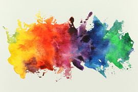 Splash in Regenbogenfarben (fröhliche abstrakte Aquarellmalerei bunte holi party Indien Freiheit von Natalie Bruns