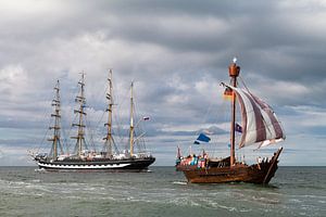 Sailing ships on the Baltic Sea van Rico Ködder