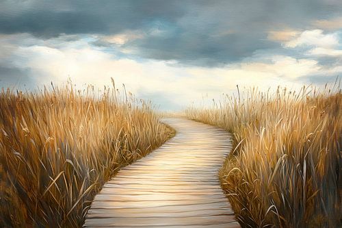 Wooden path through the willows