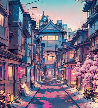 Japanse Street Dream pastel esthetiek van AIS URIEF MAULANA