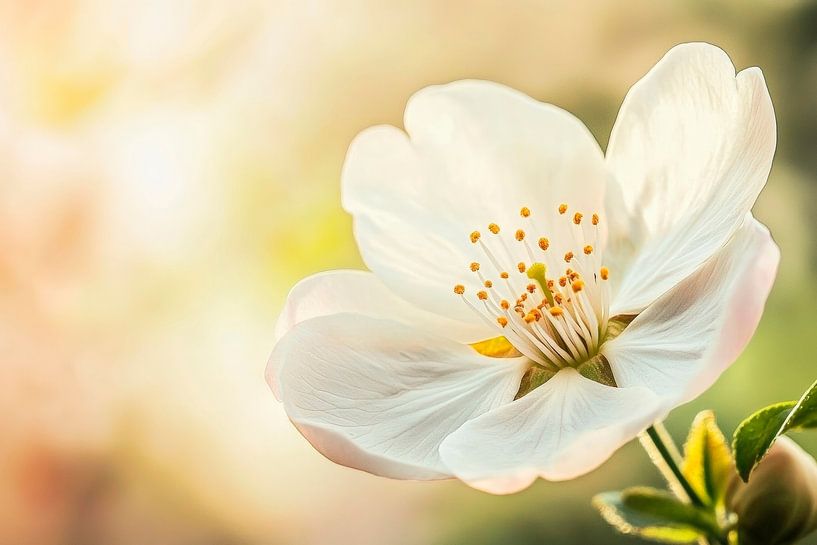 Blooming white floral details in the light by Poster Art Shop