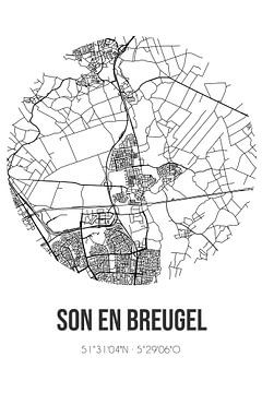 Son en Breugel (Noord-Brabant) | Karte | Schwarz und Weiß von Rezona