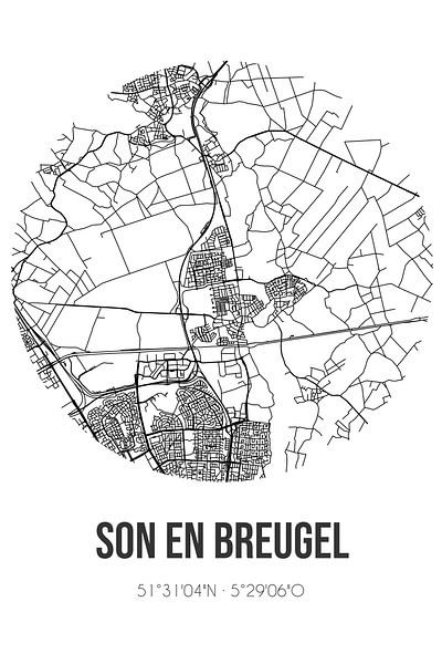 Son en Breugel (Noord-Brabant) | Map | Black and White by Prints of Place