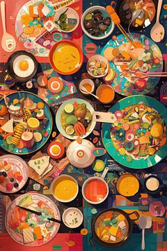 Eten Schilderij | Colorful Mealtime van ARTEO Schilderijen