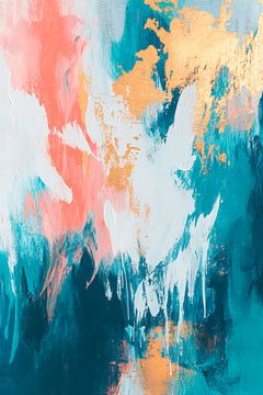 Abstract explosion of colour with gold accents by Poster Art Shop