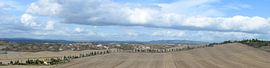 Panoramic view of the Crete Senesi in Tuscany in autumn by Annavee