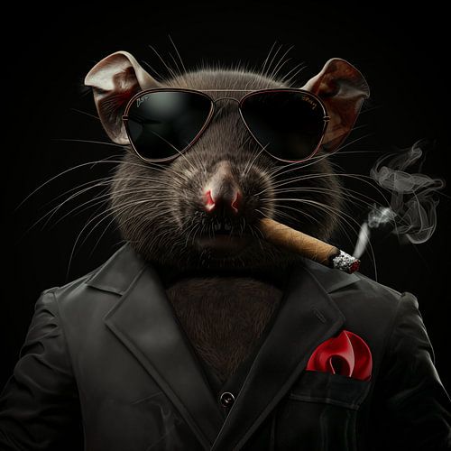 Rat with cigar and sunglasses