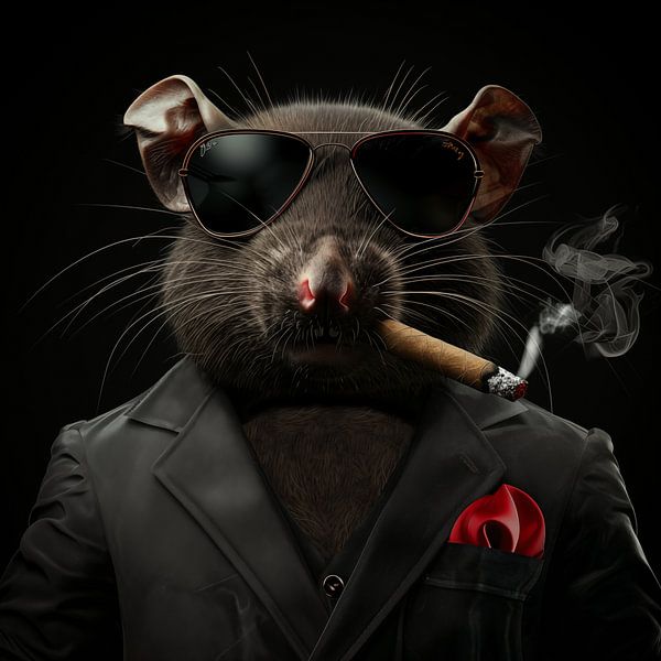 Rat with cigar and sunglasses by TheXclusive Art on canvas poster wallpaper and more