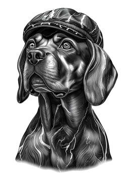 Der Vintage-Beagle-Scout – Statue aus schwarzem Marmor